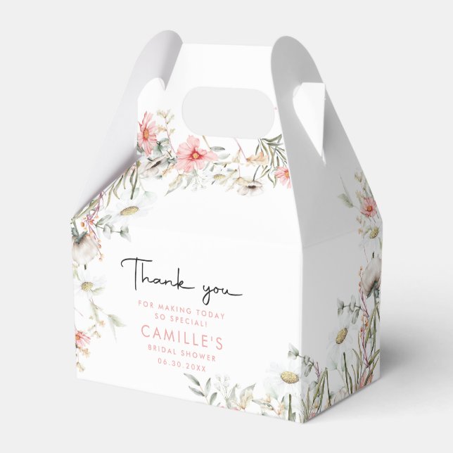 Floral Thank You  Bridal Shower Favor Boxes (Front Side)