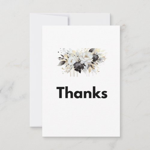 Floral Thank You Card _ Flat blank on one side