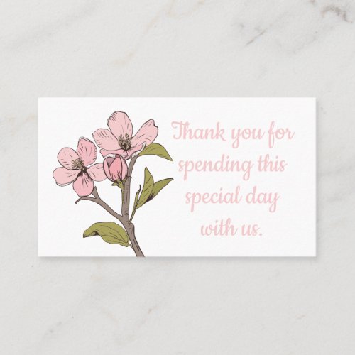 Floral Thank You Cherry Blossom Pink Wedding Party Place Card