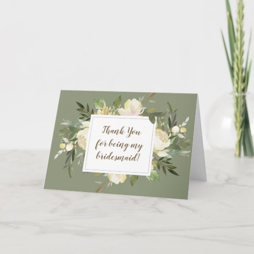 floral thank you for being my bridesmaid card