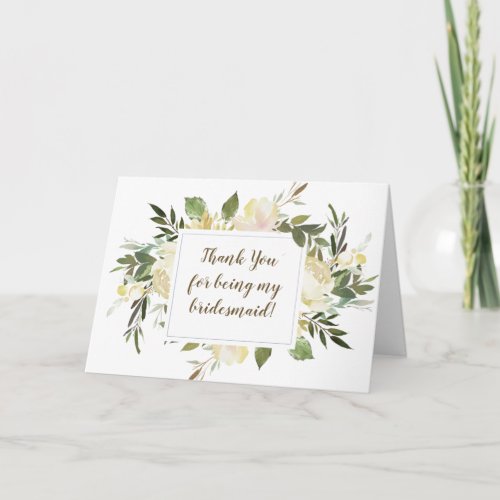 floral thank you for being my bridesmaid card