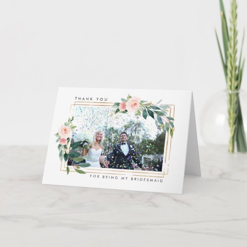 floral thank you for being my bridesmaid card