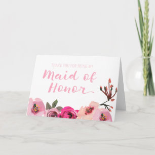 Floral Thank You For Being My Maid of Honor Card