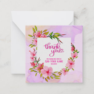 Floral "Thank You" I Elegant Pink Cherry Blossom Note Card