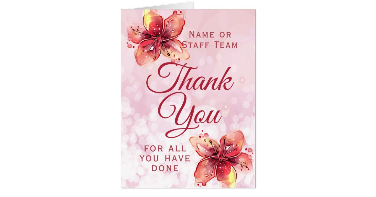 Floral Thank You Lily Appreciation Oversized Card | Zazzle