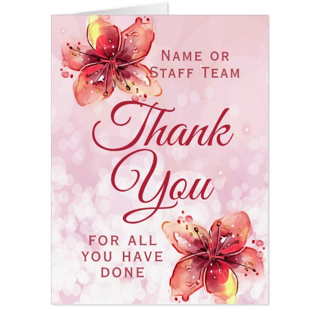 Floral Thank You Lily Appreciation Oversized Card (Front)