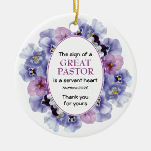 Floral THANK YOU Pastor Appreciation Ceramic Ornament