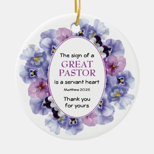Floral THANK YOU Pastor Appreciation Ceramic Ornament