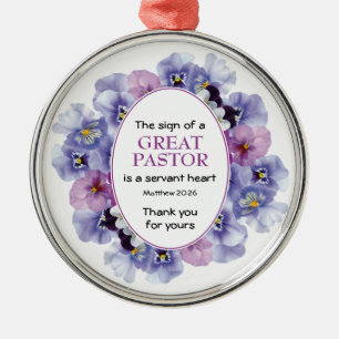 Floral THANK YOU Pastor Appreciation Metal Ornament