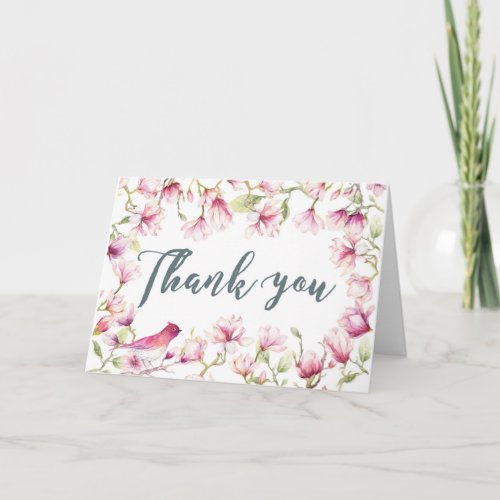 Floral Thank you personalized greeting card