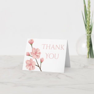 Floral Thank You Pink Cherry Blossom Flower Party Card