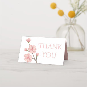 Floral Thank You Pink Cherry Blossom Flower Party Place Card