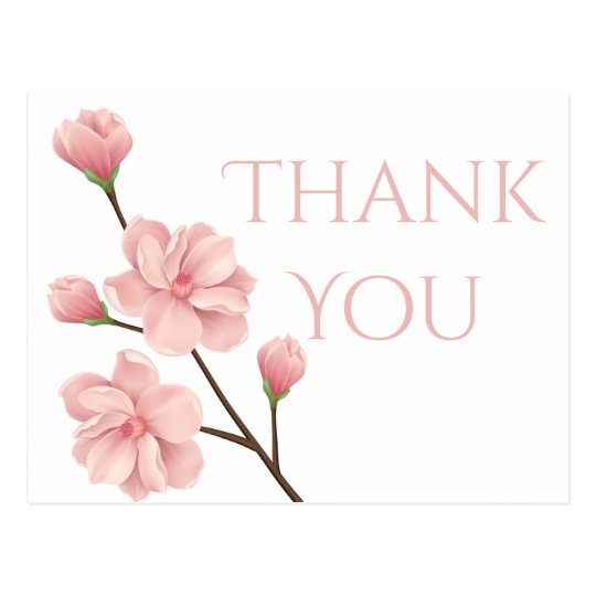 Floral Thank You Pink Cherry Blossom Flower Party Postcard | Zazzle.com