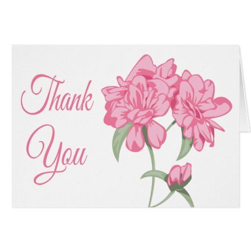 Floral Thank You Pink Peony Flower Blank Note Card | Zazzle