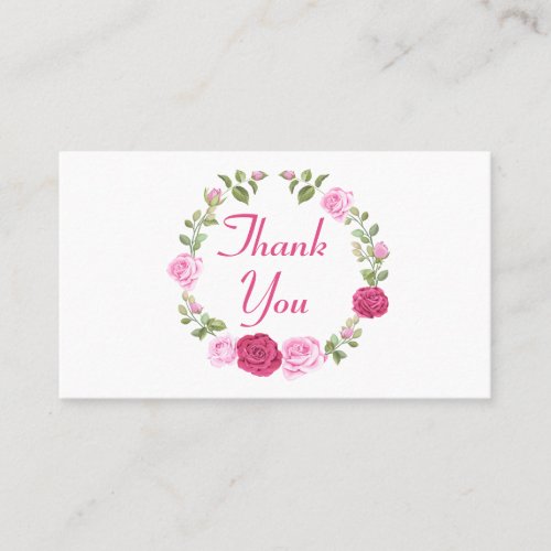 Floral Thank You Pink Rose Wedding Party Place Card