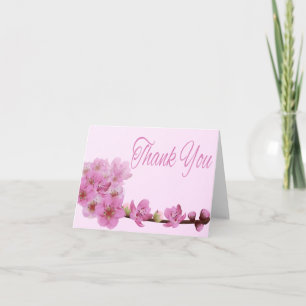 Floral Thank You Purple Cherry Blossoms Blush Pink Card