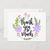 Floral Thank You Purple Flowers & Green Leaves Postcard | Zazzle