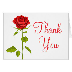 Floral Thank You Red Rose Flower Roses Wedding Cards