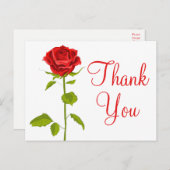 Floral Thank You Red Rose Flowers Wedding Romantic Postcard | Zazzle