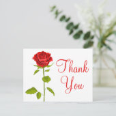 Floral Thank You Red Rose Flowers Wedding Romantic Postcard | Zazzle