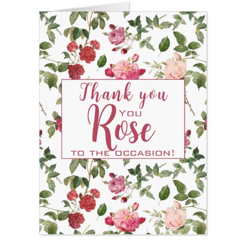 Floral Thank You Rose Appreciation Oversized Card