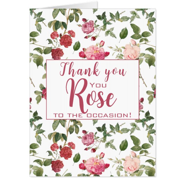 Floral Thank You Rose Appreciation Oversized Card (Front)
