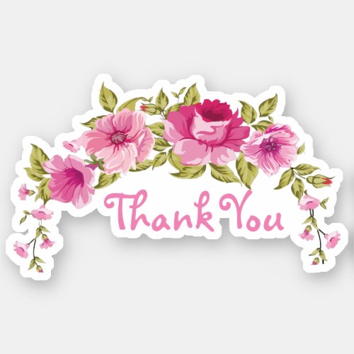 Floral Thank You Sticker Label Favor Stickes
