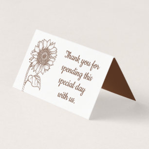 Floral Thank You Sunflower Brown Country Wedding