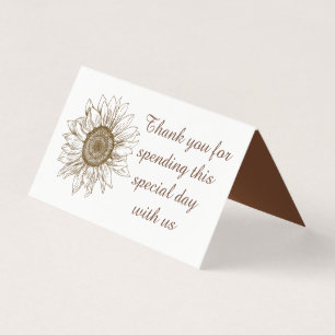 Floral Thank You Sunflower Brown Country Wedding