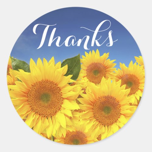 Floral Thank You Sunflower Yellow Flower Wedding Classic Round Sticker