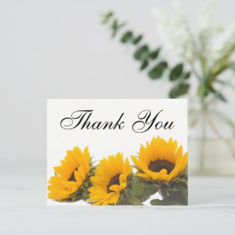 Floral Thank You Sunflower Yellow Green Flowers Postcard | Zazzle