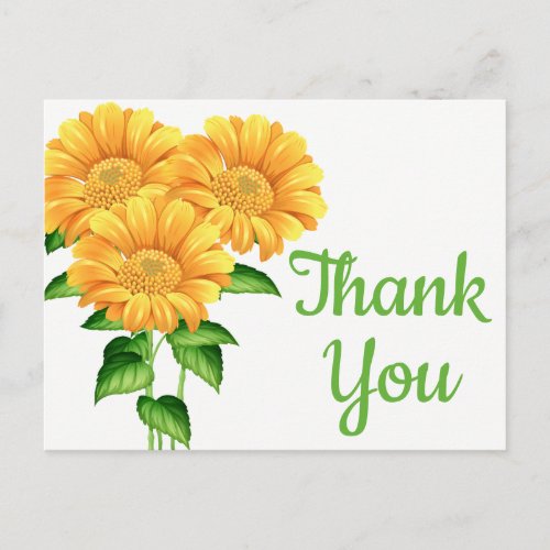 Floral Thank You Sunflowers Wedding Bridal Shower Postcard