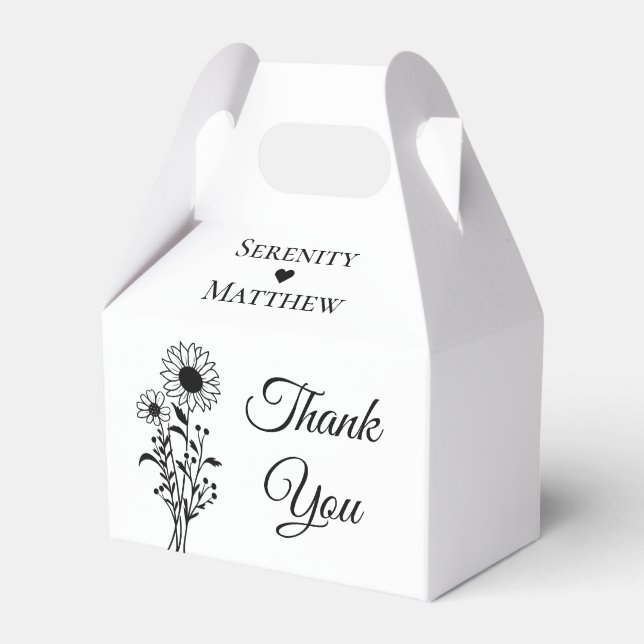 Floral Thank You Sunflowers Wedding Party  Favor Boxes (Front Side)