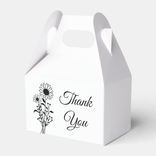Floral Thank You Sunflowers Wedding Party  Favor Boxes (Front Side)