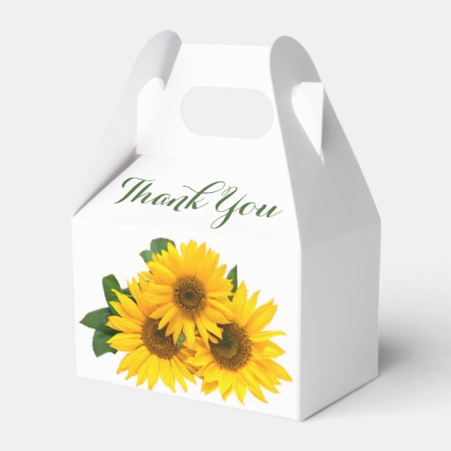 Floral Thank You Sunflowers Yellow  Green Flowers Favor Boxes