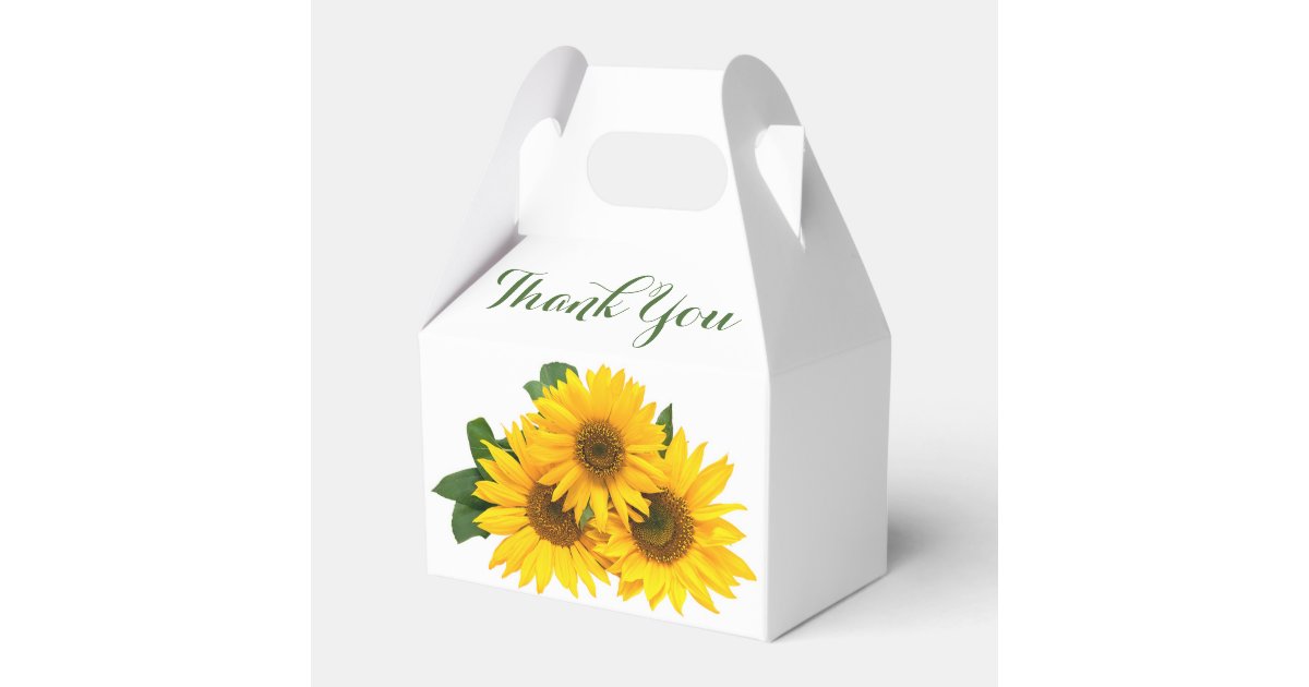 Sunflower Text Box Box Floral Thank You Sunflowers Yellow & Green Flowers Favor Boxes | Zazzle