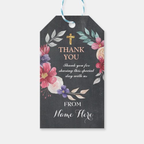 Floral Thank you Tags Favour Holy Cross Religious