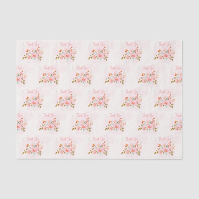 Floral Thank You Tissue Paper Gift Paper (Front)