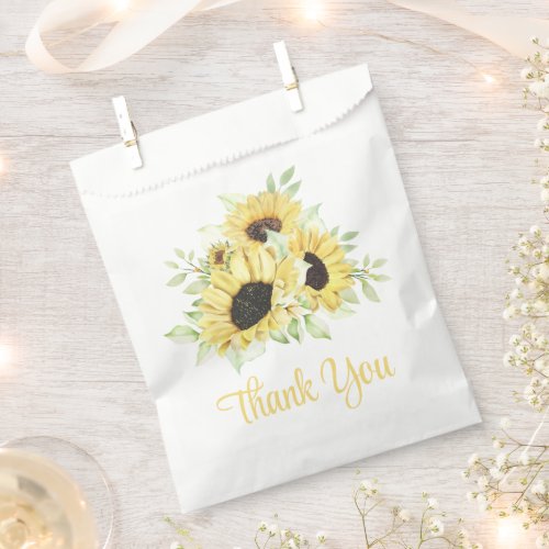 Floral Thank You Watercolor Sunflowers Wedding Favor Bag