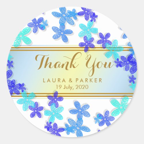 Floral Thank You Wedding Classic Round Sticker