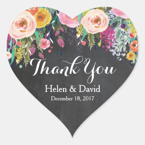 Floral Thank You Wedding Favour Stickers