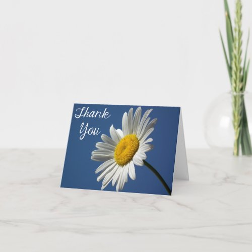 Floral Thank You White Daisy Flower Blue Notecard