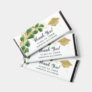 Floral Thank You White Gold Green 2025 Graduation Hershey Bar Favors