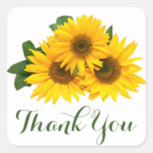 Floral Thank You Yellow Sunflower Sticker