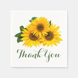 Floral Thank You Yellow Sunflower Wedding / Party Napkins