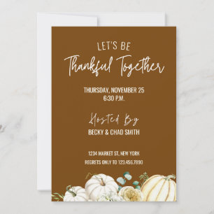 Floral Thanksgiving Dinner Invitation Brown
