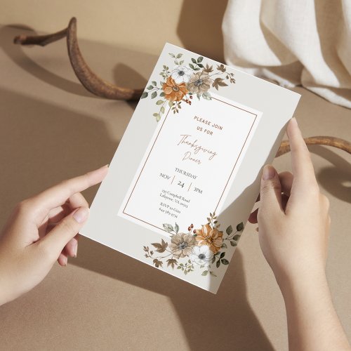 Floral Thanksgiving Dinner Invitation Template