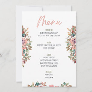 Floral Thanksgiving Dinner Menu Wedding Menu Invitation
