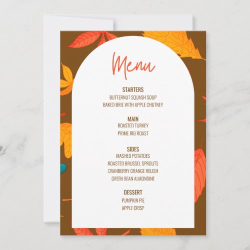 Floral Thanksgiving Dinner Menu Wedding Menu Invitation