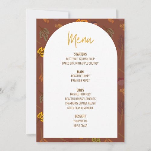 Floral Thanksgiving Dinner Menu Wedding Menu Invitation